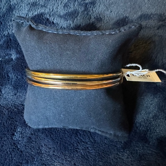 Coach Bangle Bracelet Set with Charms Tri-Color Plated Metal - Picture 3 of 5